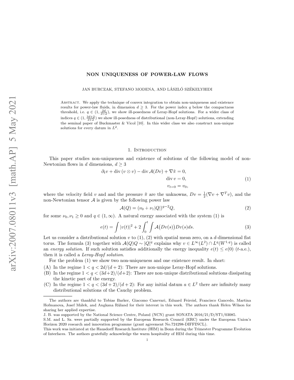 Arxiv:2007.08011V3 [Math.AP] 5 May 2021