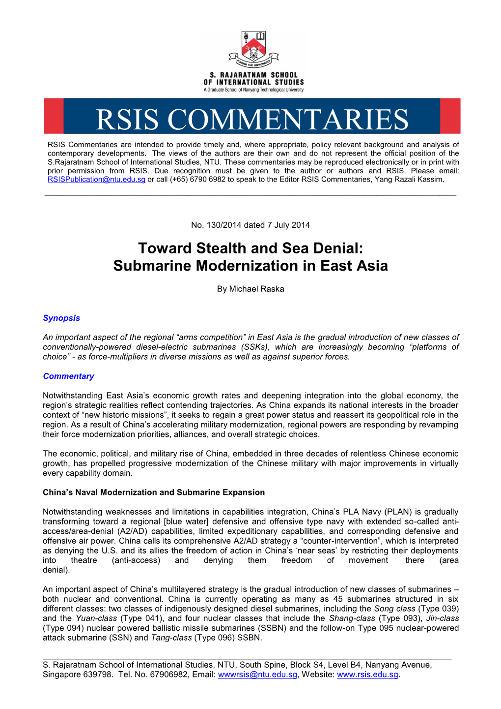 Submarine Modernization in East Asia