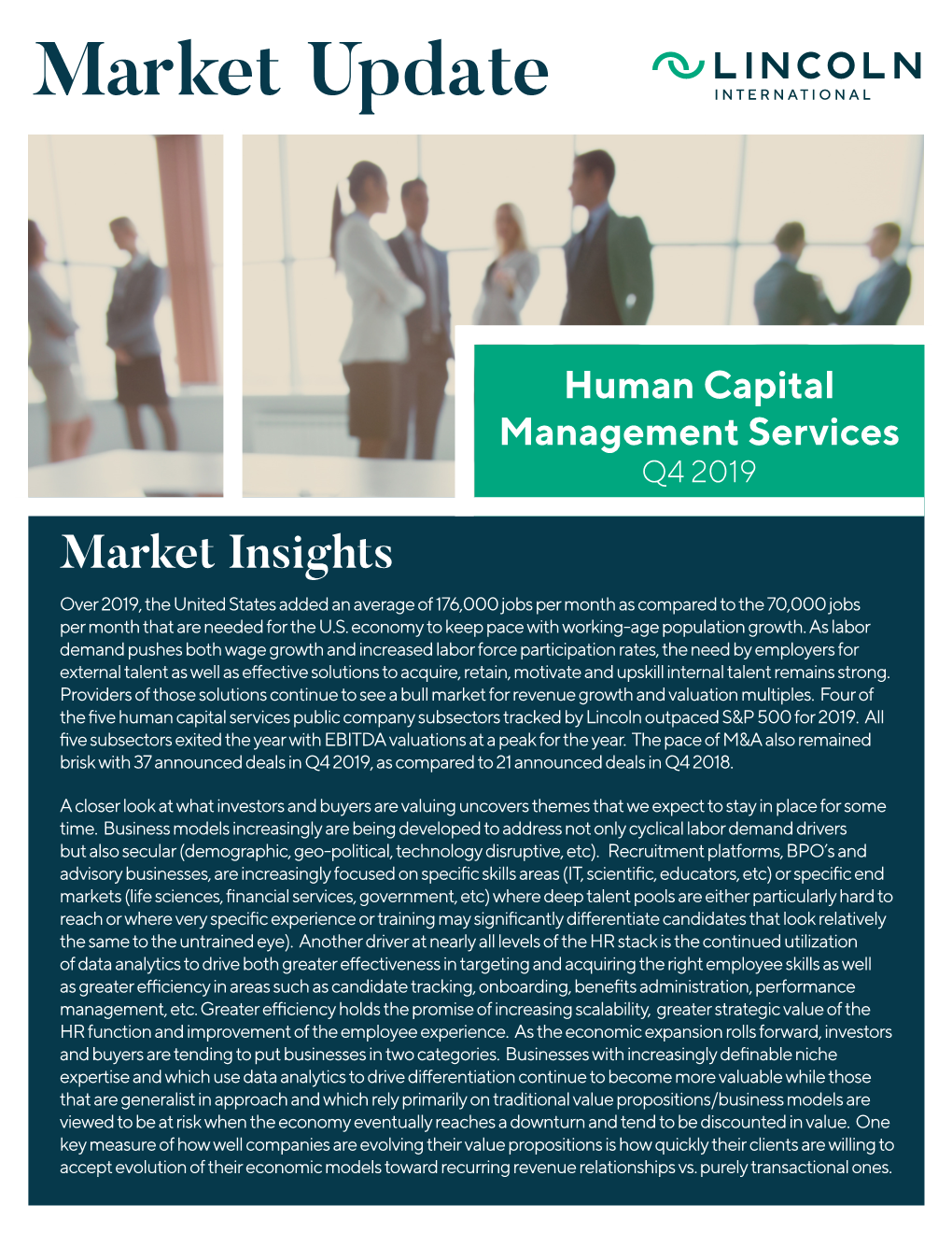 Human Capital Management Services Market Update Q4 2019 | 2 Highlights Quarter-Over-Quarter & Year Over Year Stock Indices Price Change