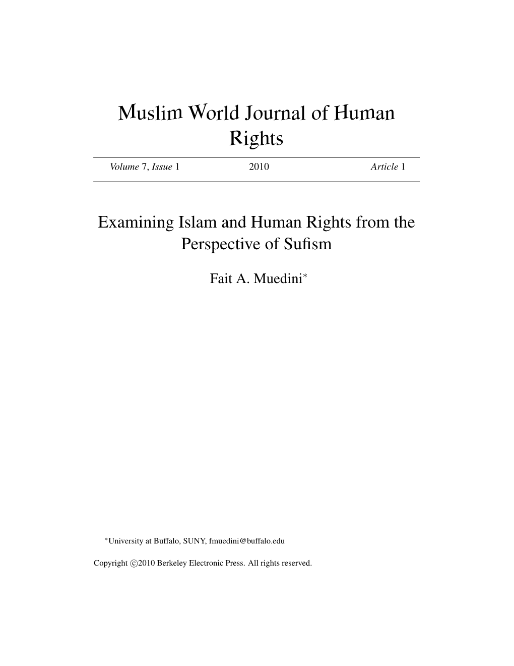 Muslim World Journal of Human Rights