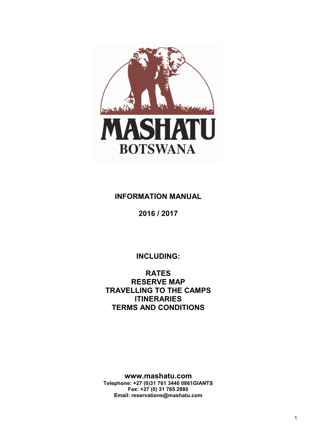 Information Manual 2016 / 2017 Including: Rates Reserve