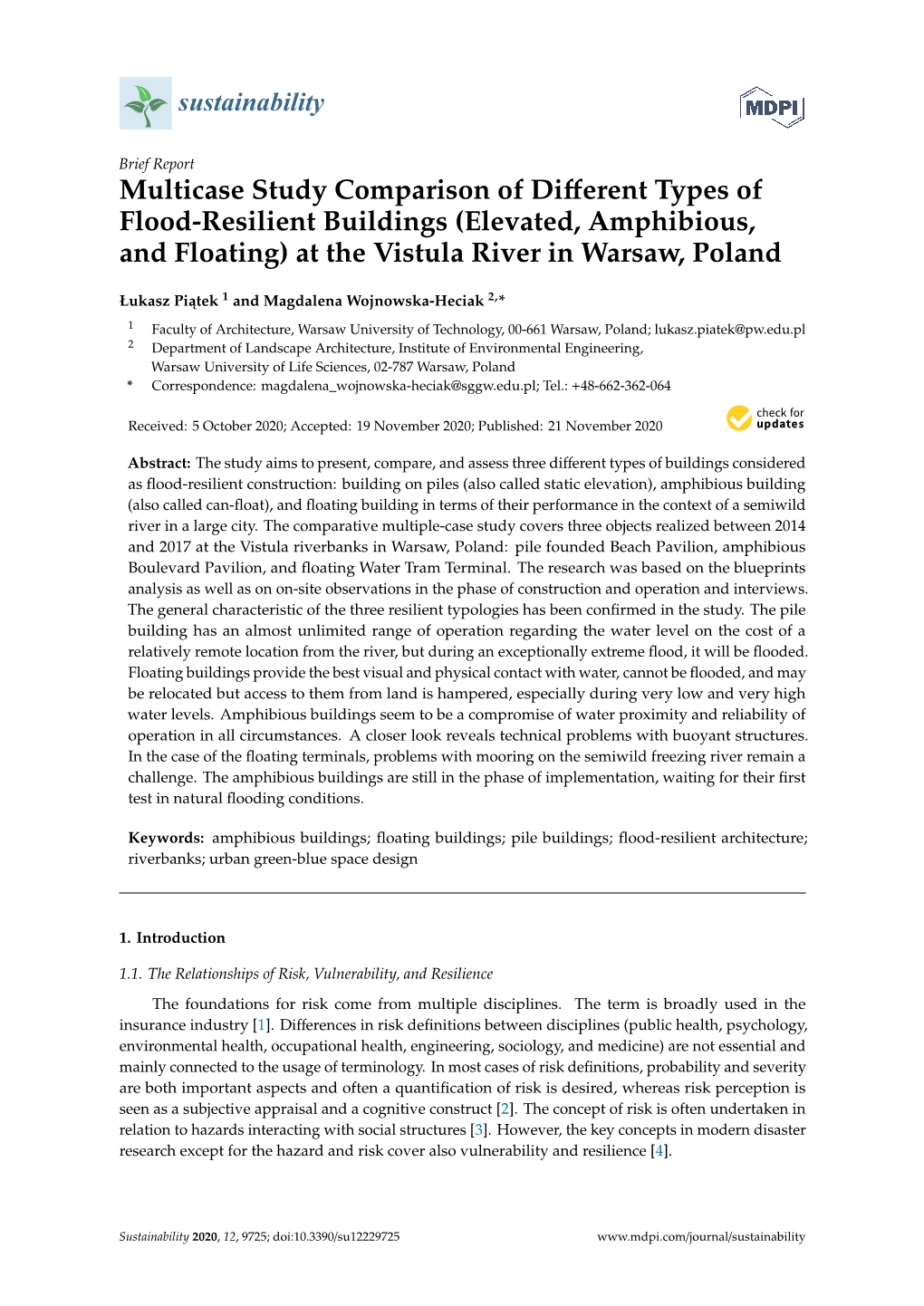 Multicase Study Comparison of Different Types of Flood-Resilient