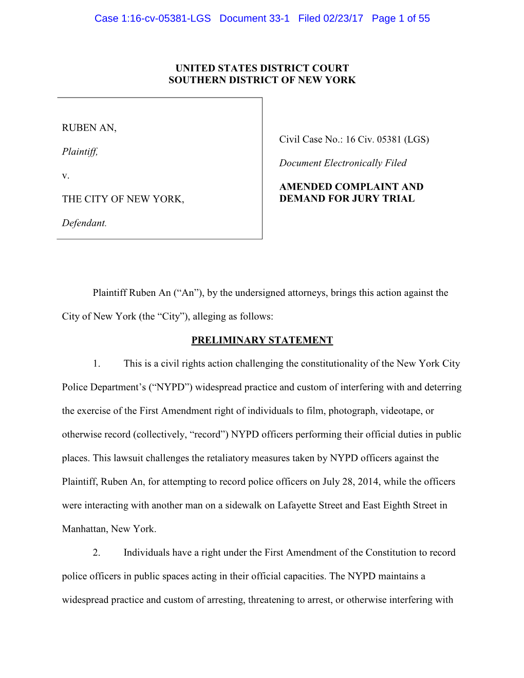 Case 1:16-Cv-05381-LGS Document 33-1 Filed 02/23/17 Page 1 of 55