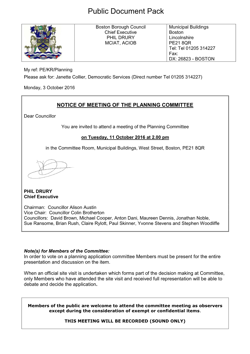 (Public Pack)Agenda Document for Planning Committee, 11/10/2016 14:00