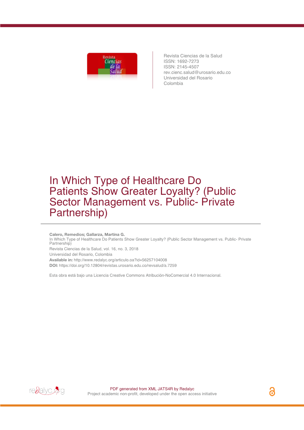 In Which Type of Healthcare Do Patients Show Greater Loyalty? (Public Sector Management Vs