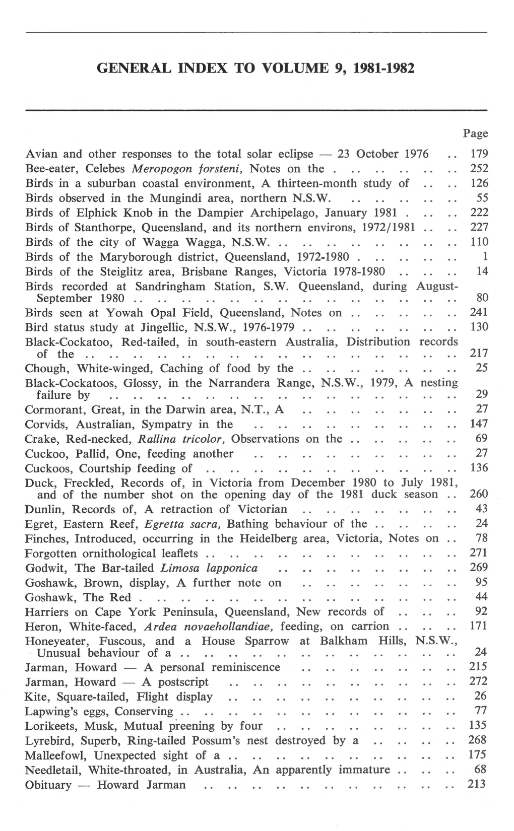 General Index to Volume 9, 1981-1982
