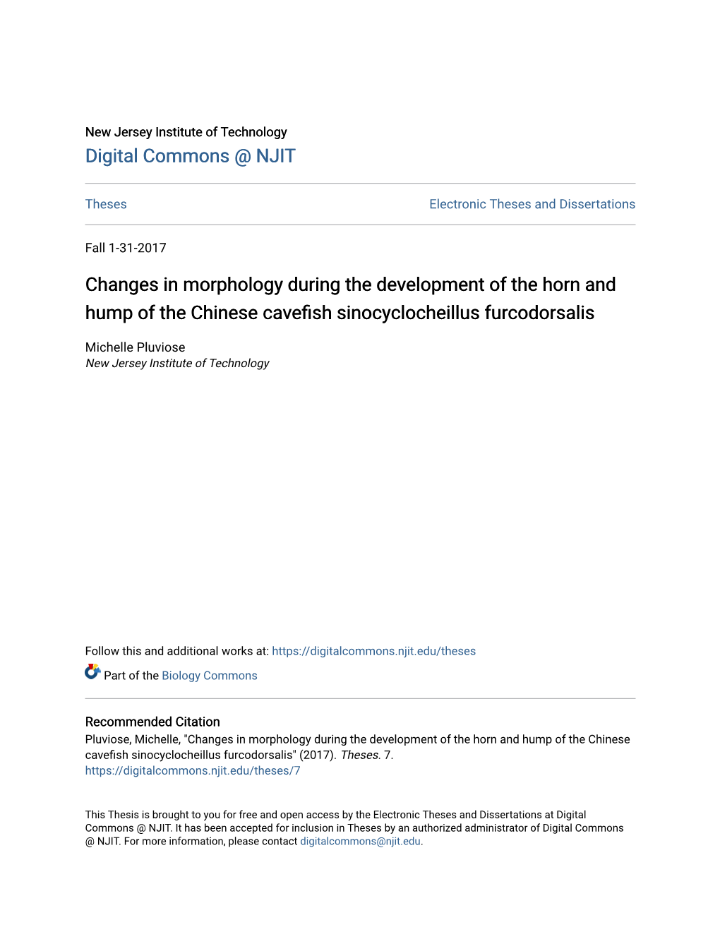 Changes in Morphology During the Development of the Horn and Hump of the Chinese Cavefish Sinocyclocheillus Furcodorsalis