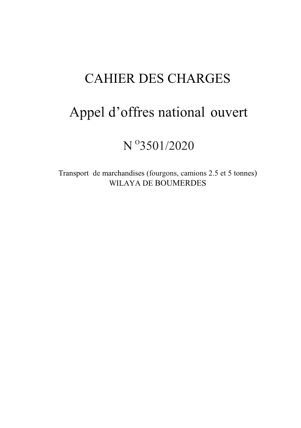 Appel D'offres National Ouvert