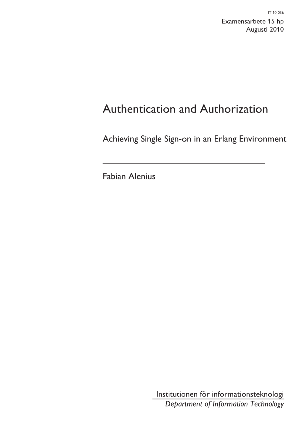 Authentication and Authorization