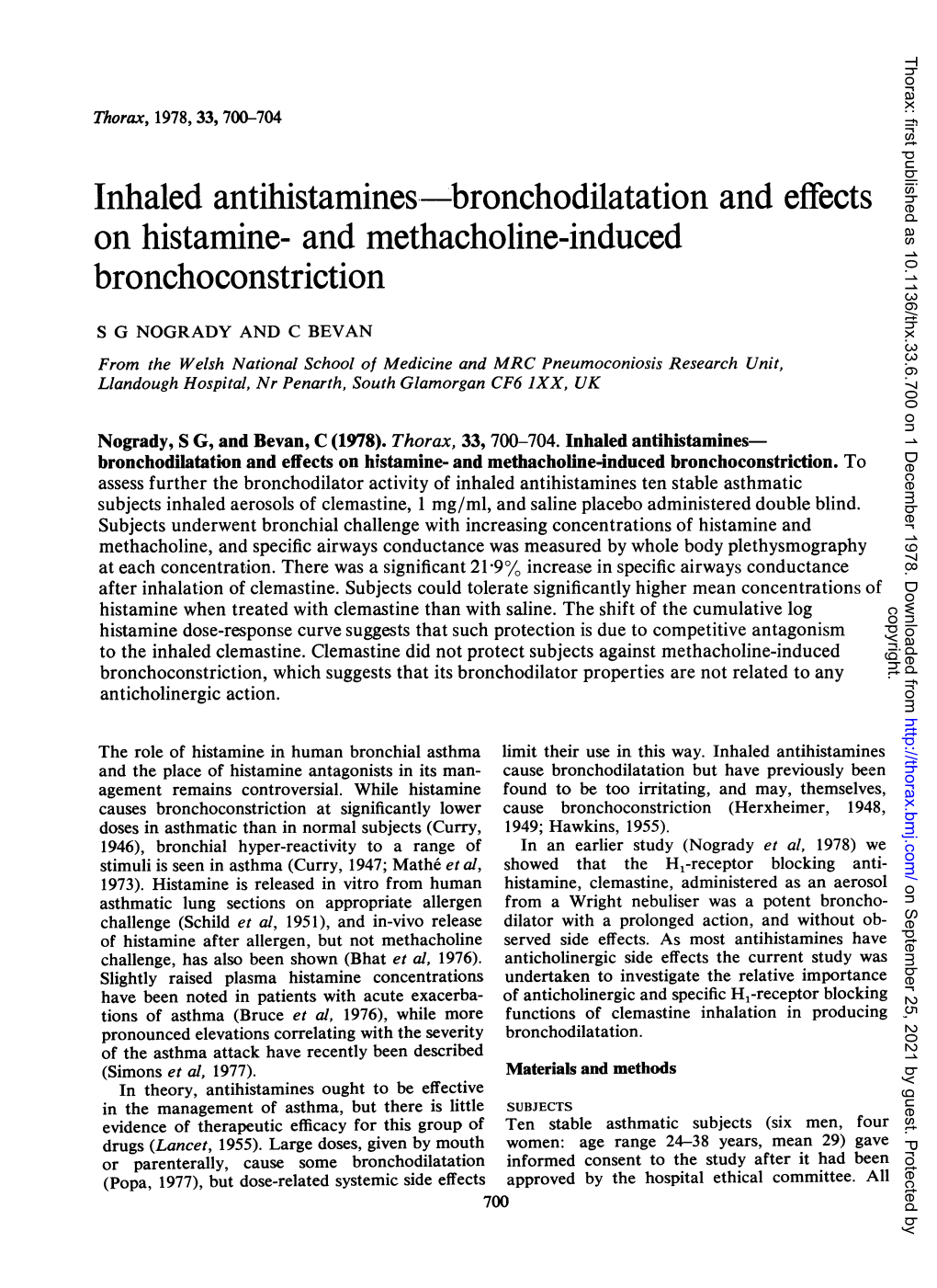 Bronchodilatation and Effects Bronchoconstriction