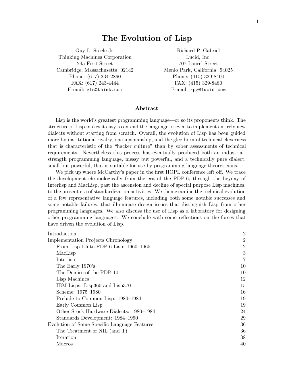 The Evolution of Lisp