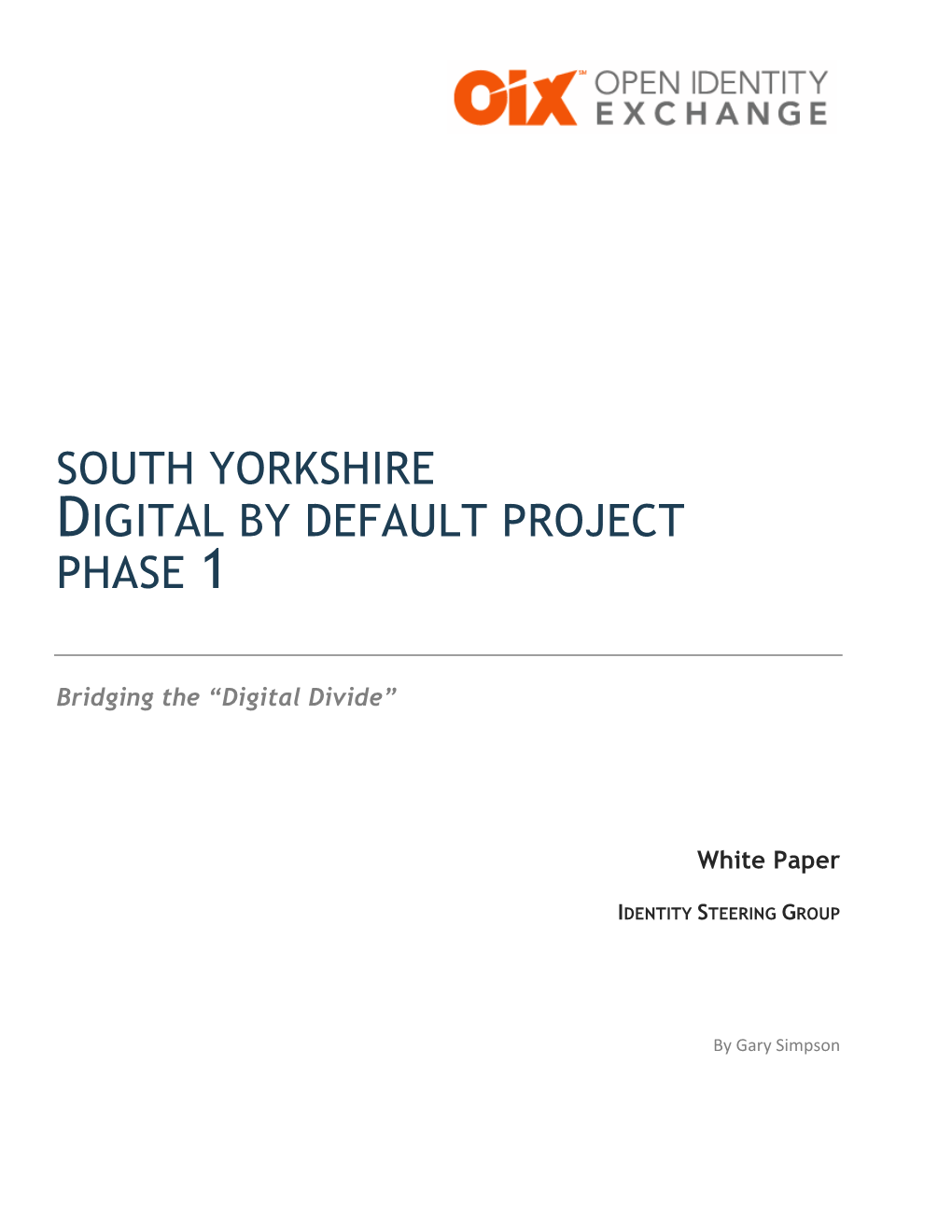South Yorkshire Digital by Default Project Phase 1