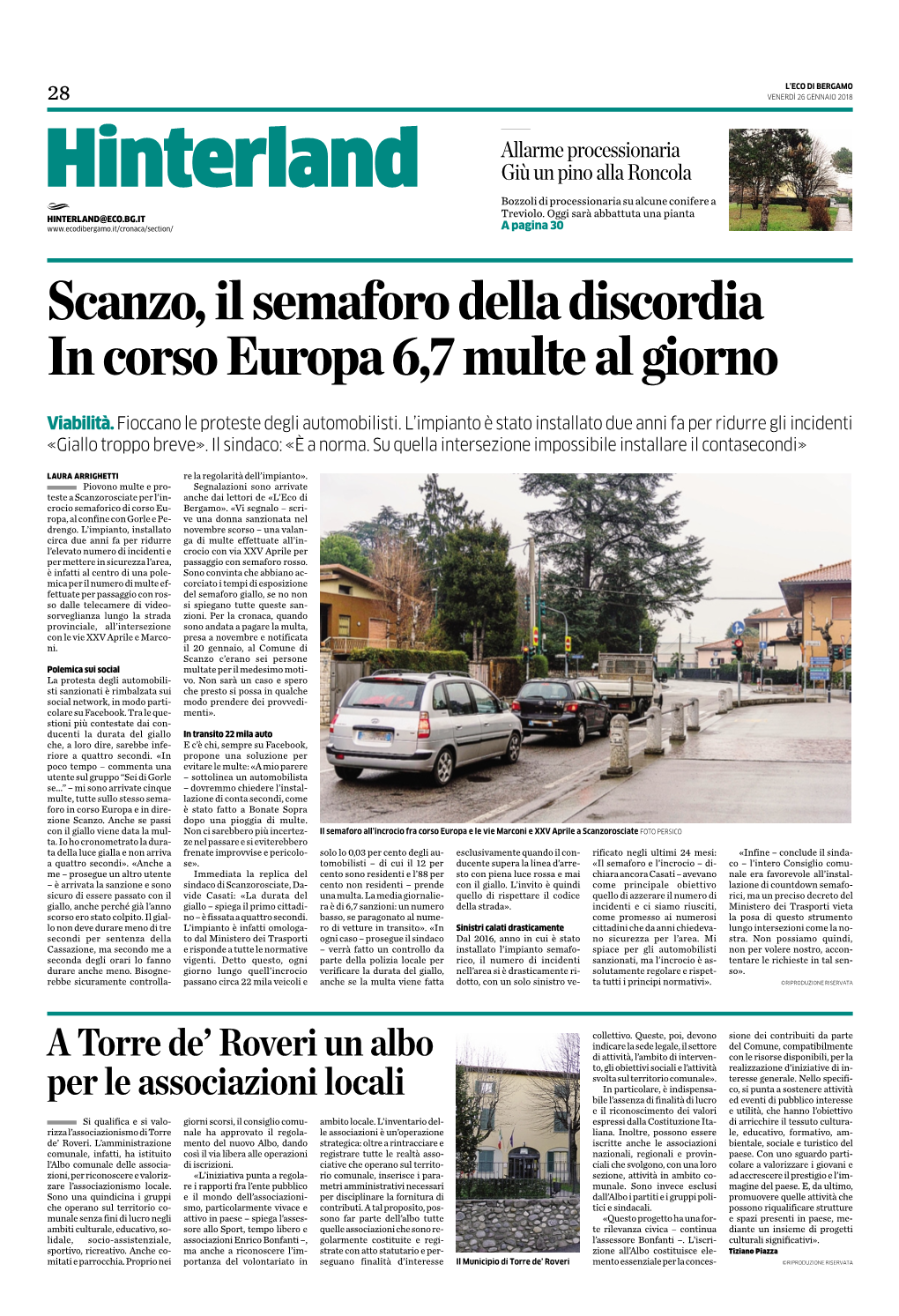 Scanzo, Il Semaforo Della Discordia in Corso Europa 6,7 Multe Al Giorno