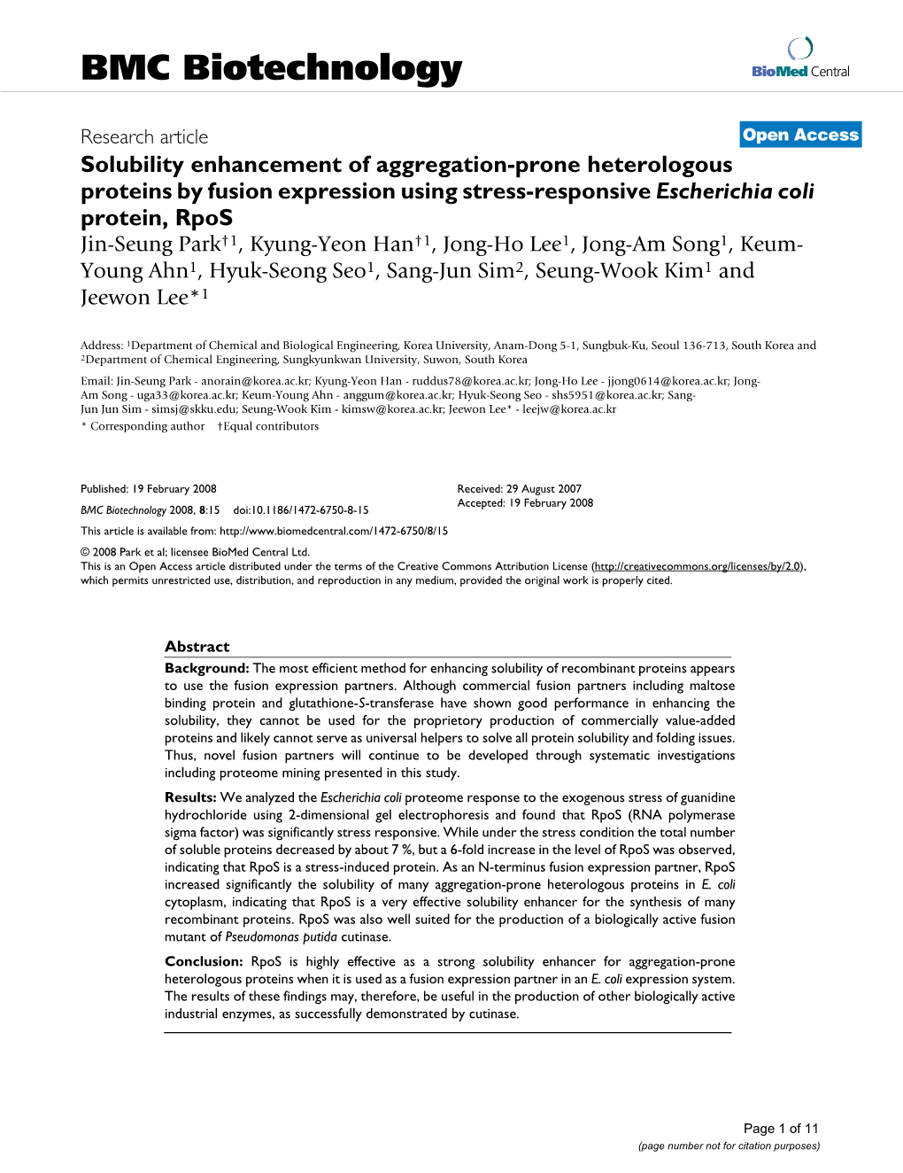 Solubility Enhancement of Aggregation-Prone Heterologous