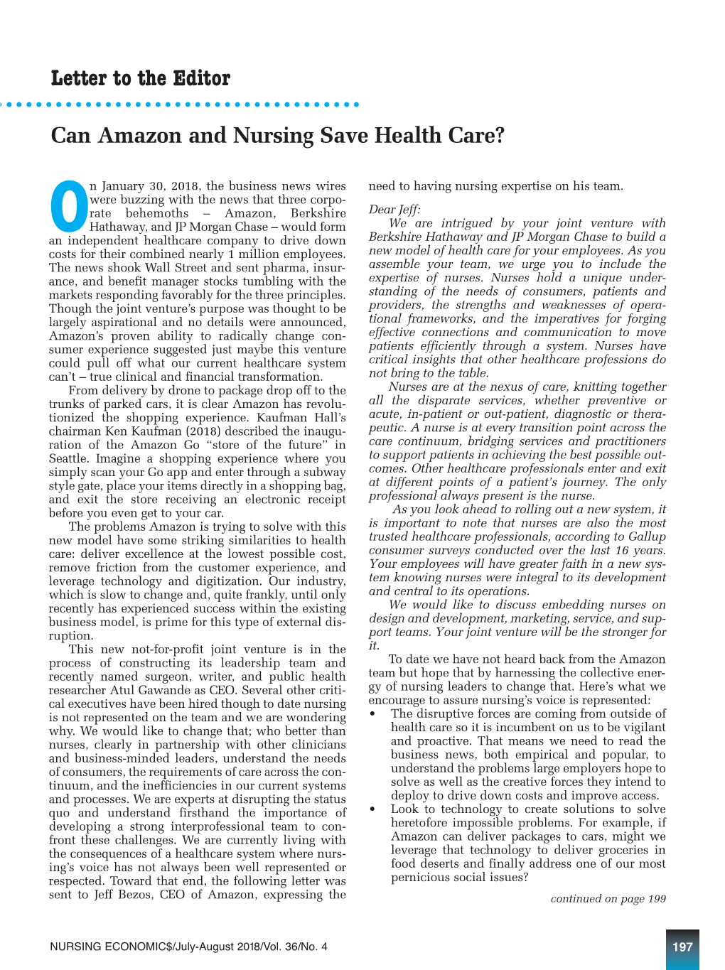 Can Amazon and Nursing Save Health Care?