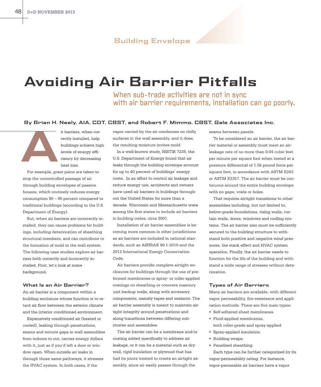 Avoiding Air Barrier Pitfalls When Sub-Trade Activities Are Not in Sync with Air Barrier Requirements, Installation Can Go Poorly