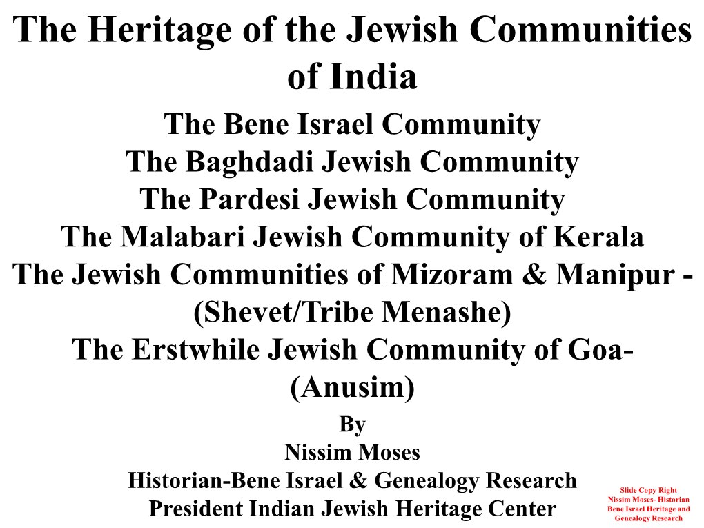 The Heritage of the Jewish Communities of India