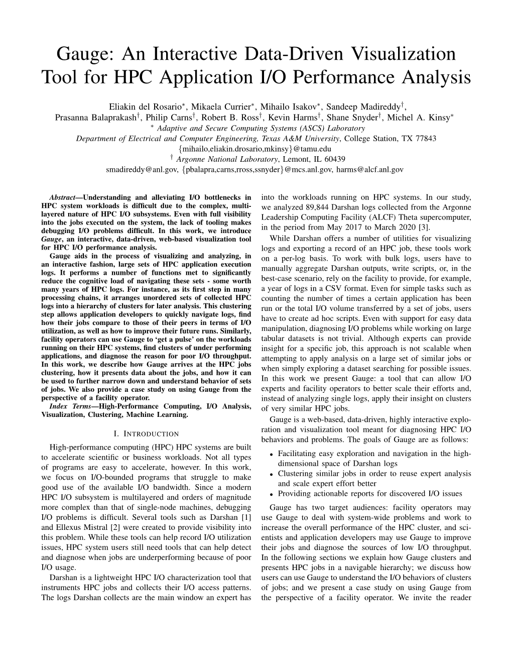 Gauge: an Interactive Data-Driven Visualization Tool for HPC Application I/O Performance Analysis