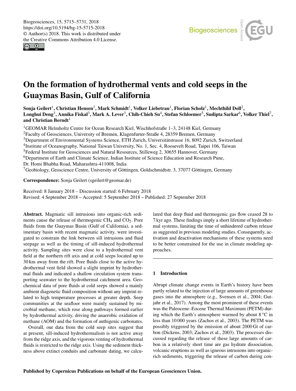 On the Formation of Hydrothermal Vents and Cold Seeps in the Guaymas Basin, Gulf of California