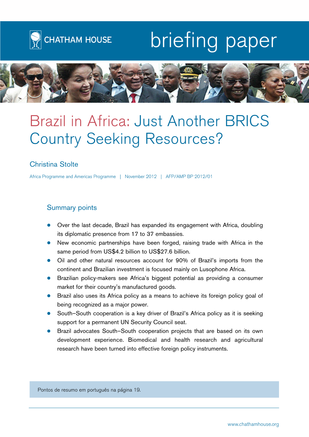 Brazil in Africa: Just Another BRICS Country Seeking Resources? Page 2
