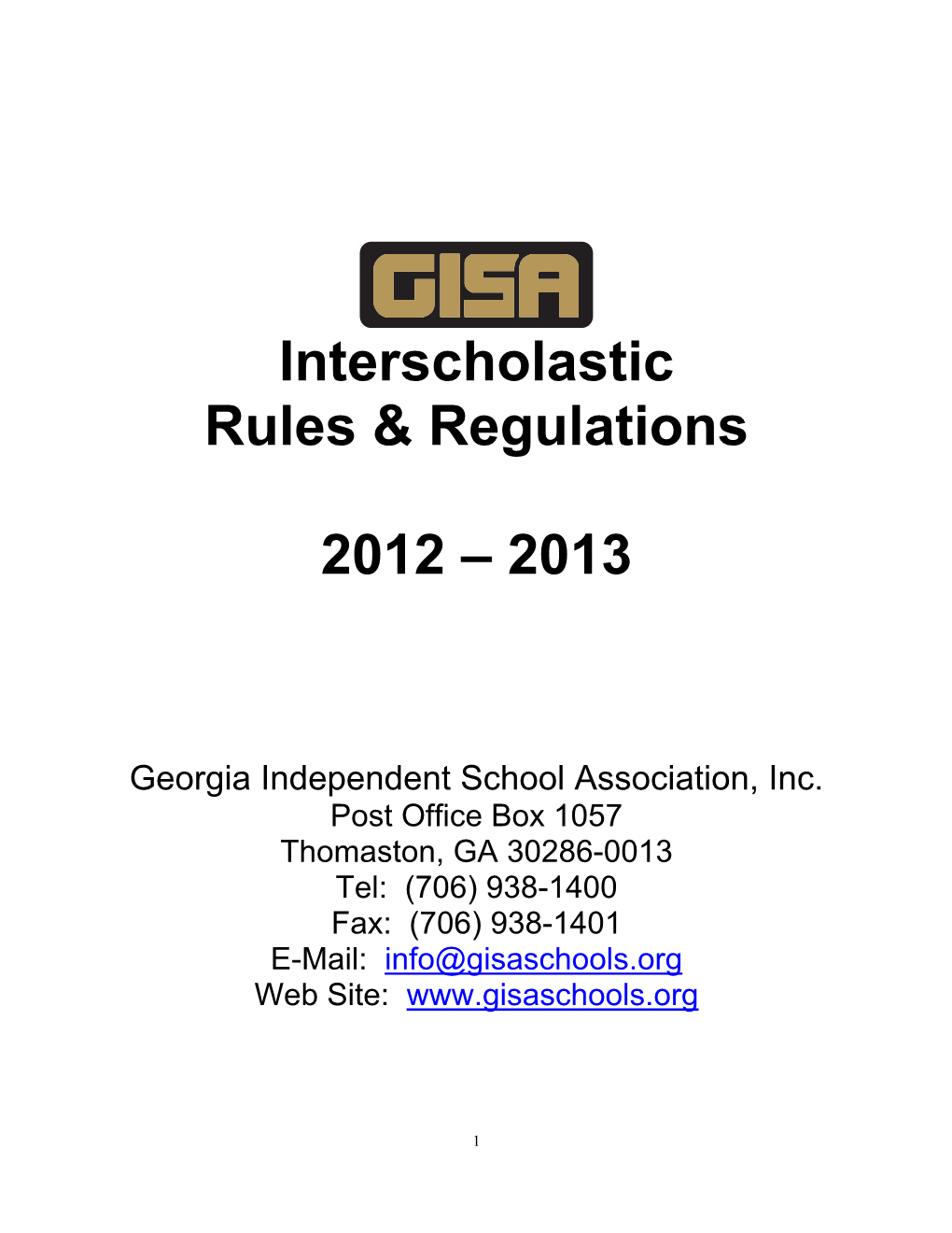 Interscholastic Rules & Regulations 2012 – 2013