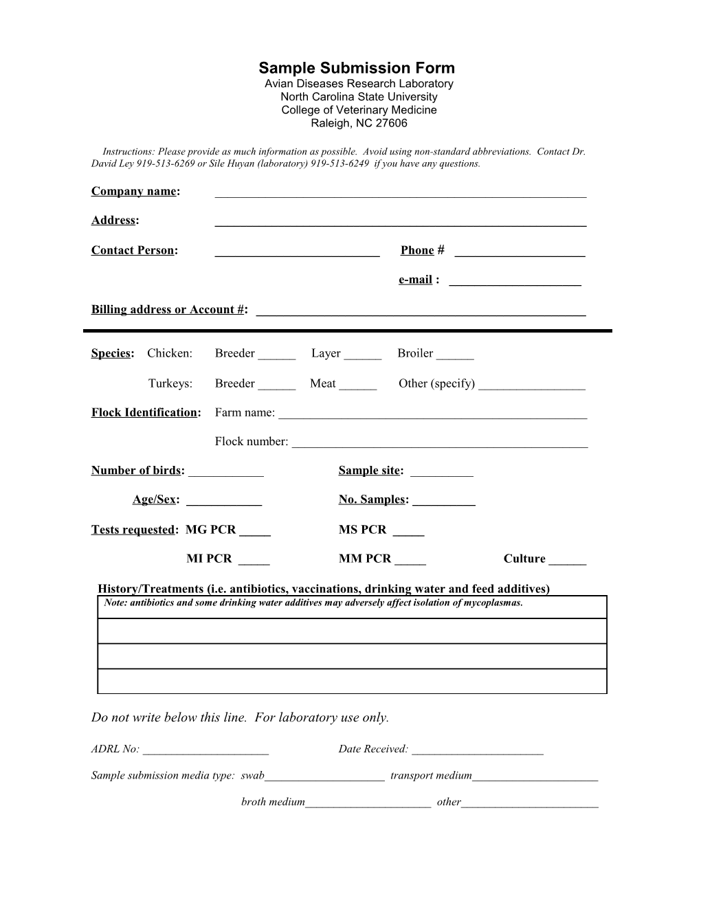 Sample Submission Form