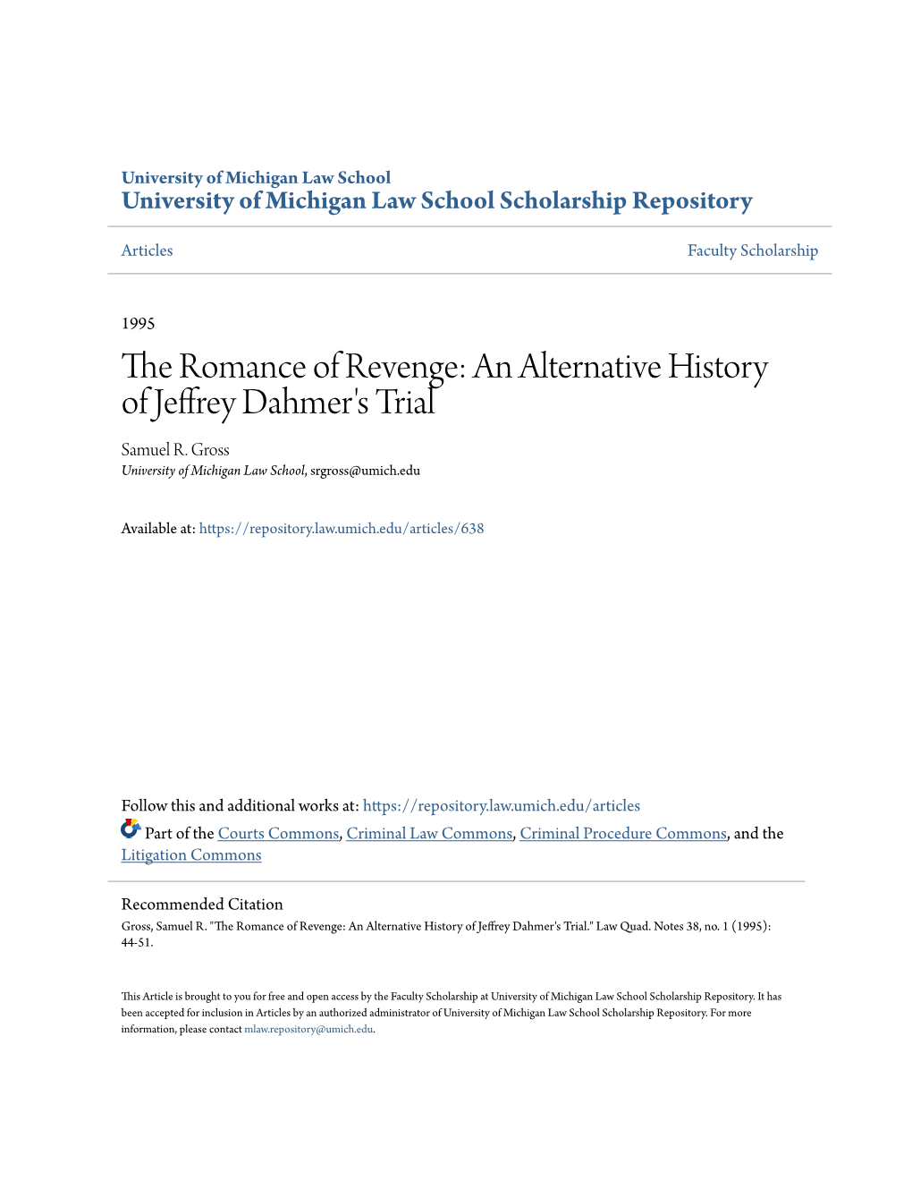 An Alternative History of Jeffrey Dahmer's Trial Samuel R
