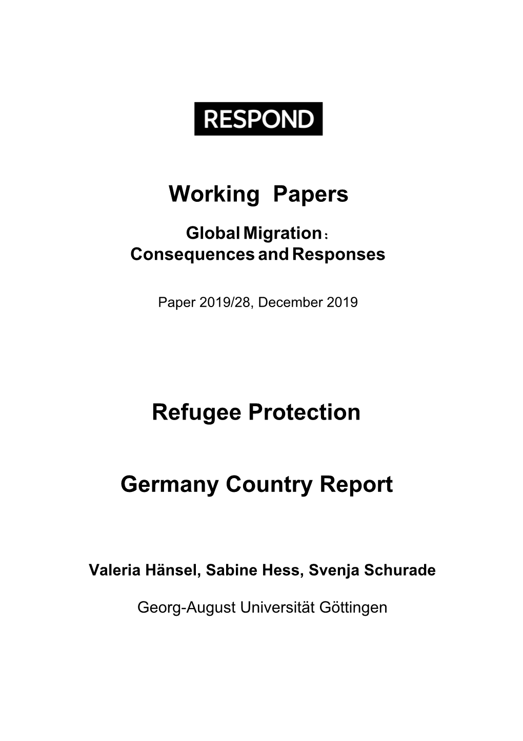 Refugee Protection Germany Country Report Working Papers