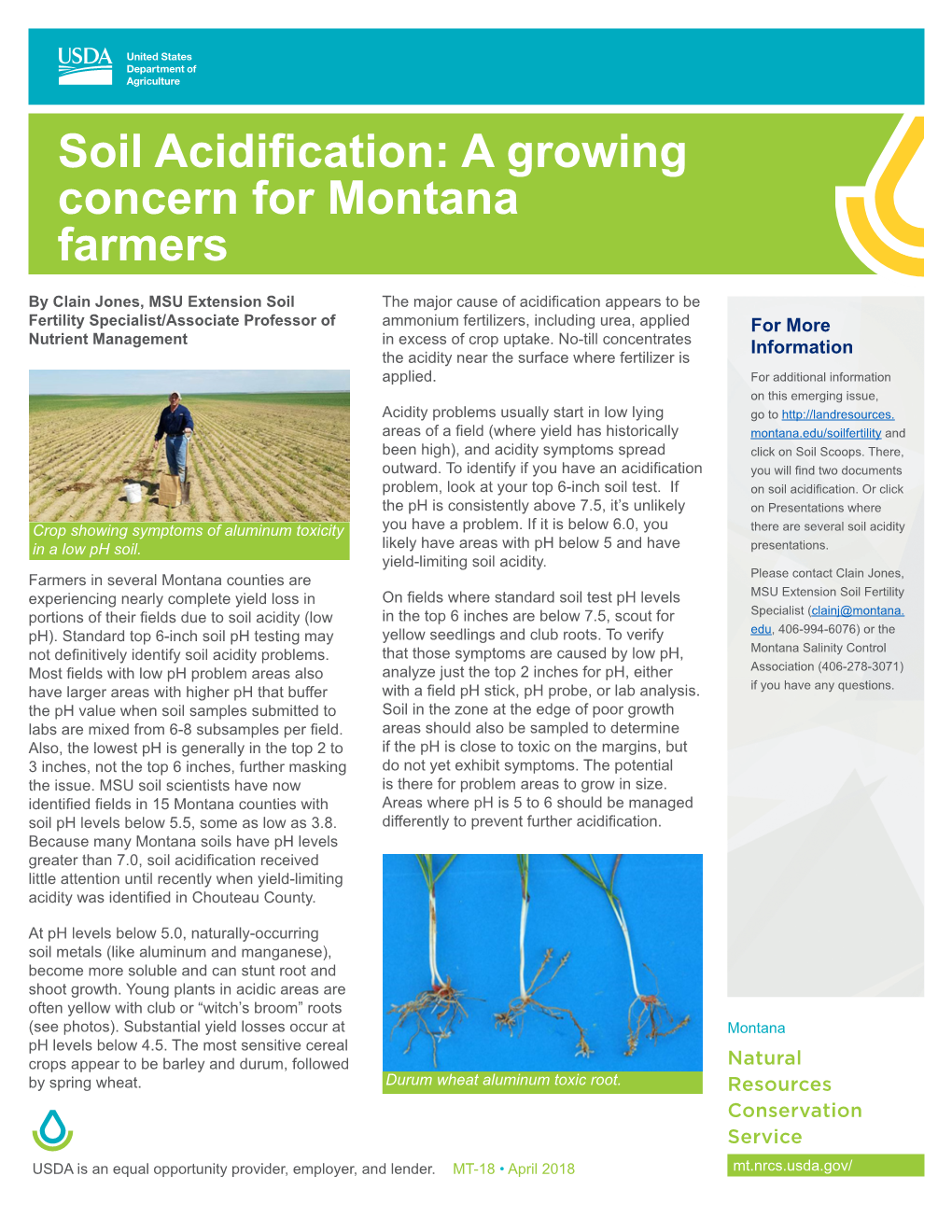 Soil Acidification: a Growing Concern for Montana Farmers