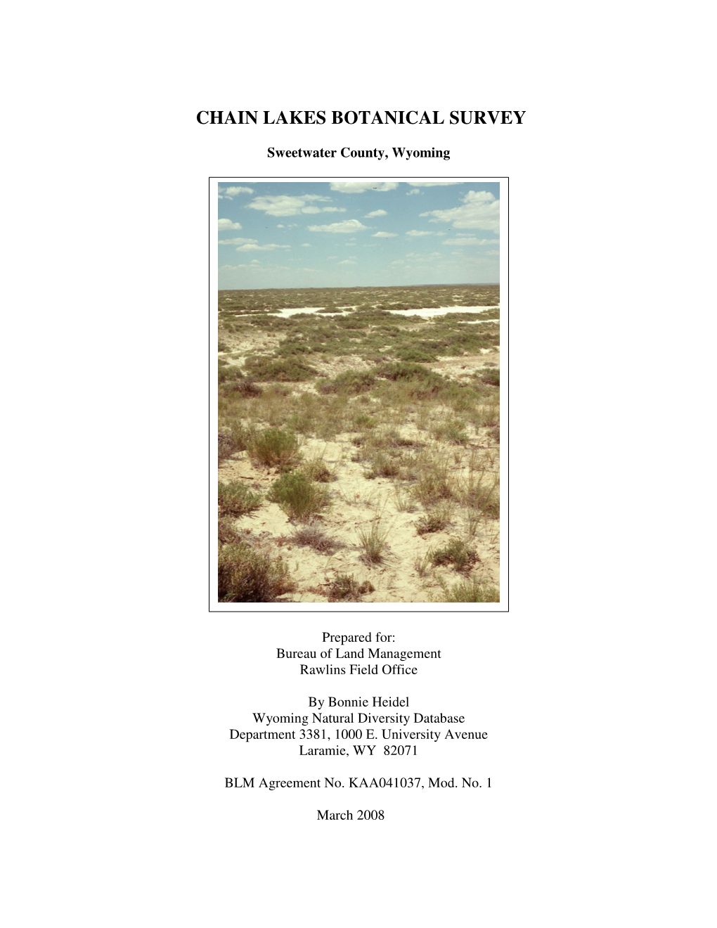 Chain Lakes Botanical Survey