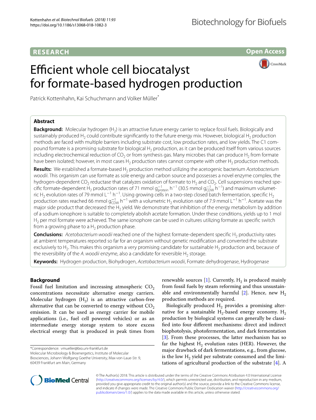 Efficient Whole Cell Biocatalyst for Formate-Based Hydrogen Production