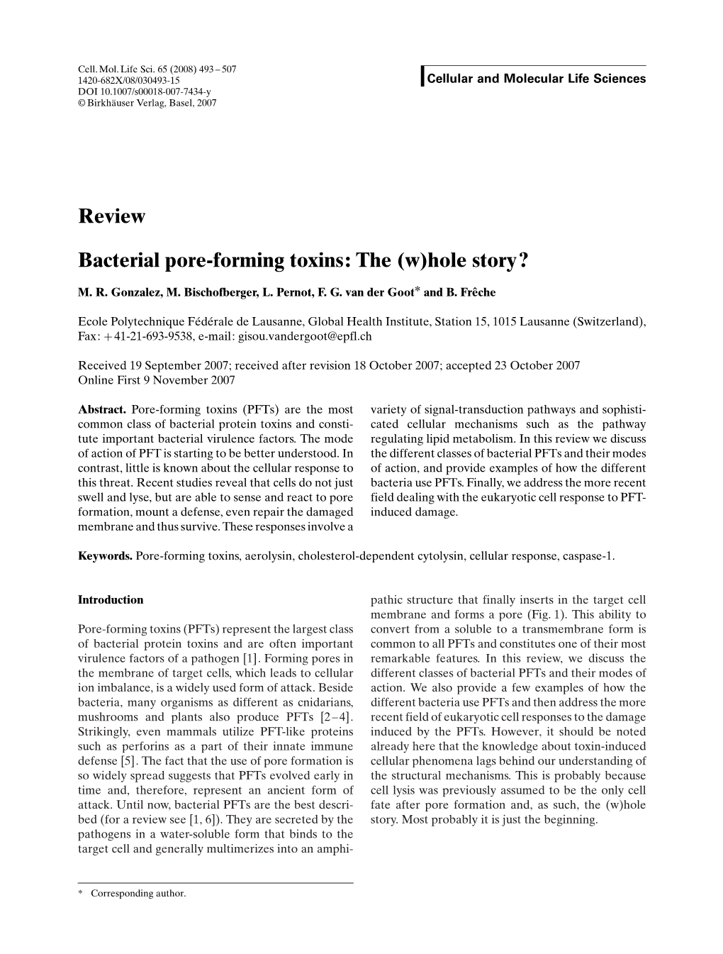 Review Bacterial Pore-Forming Toxins