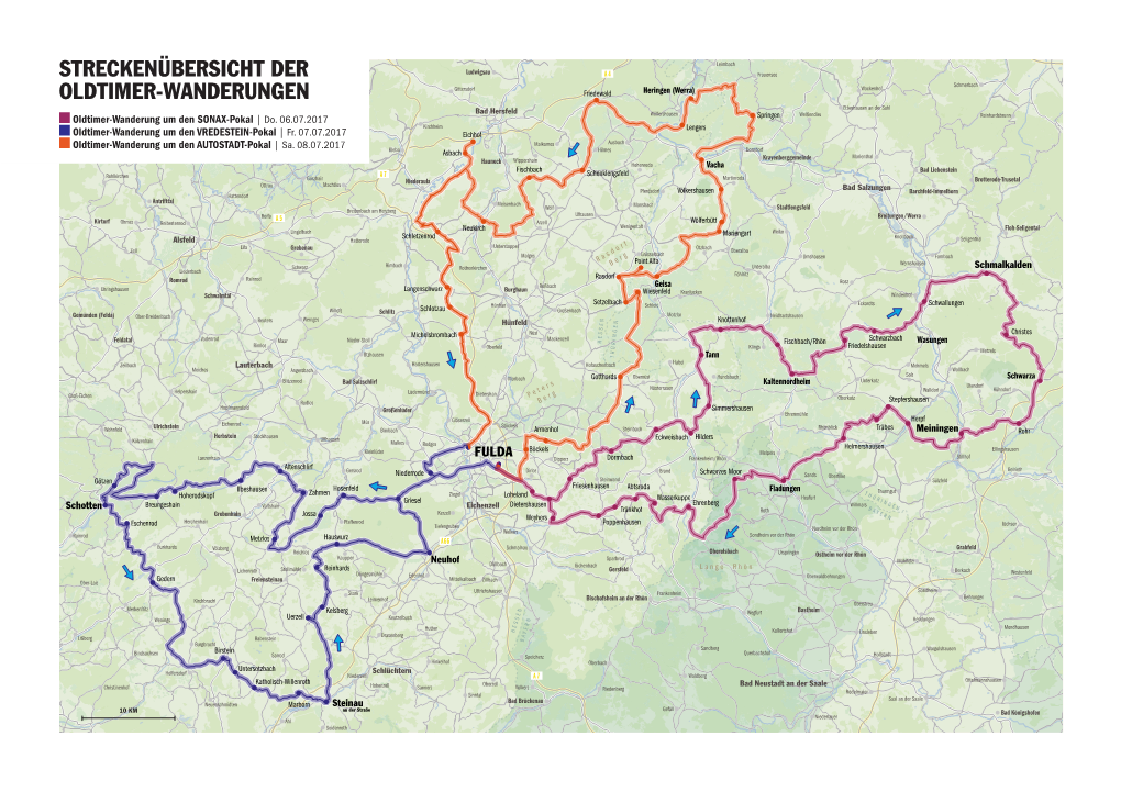 Streckenübersicht Der Oldtimer-Wanderungen