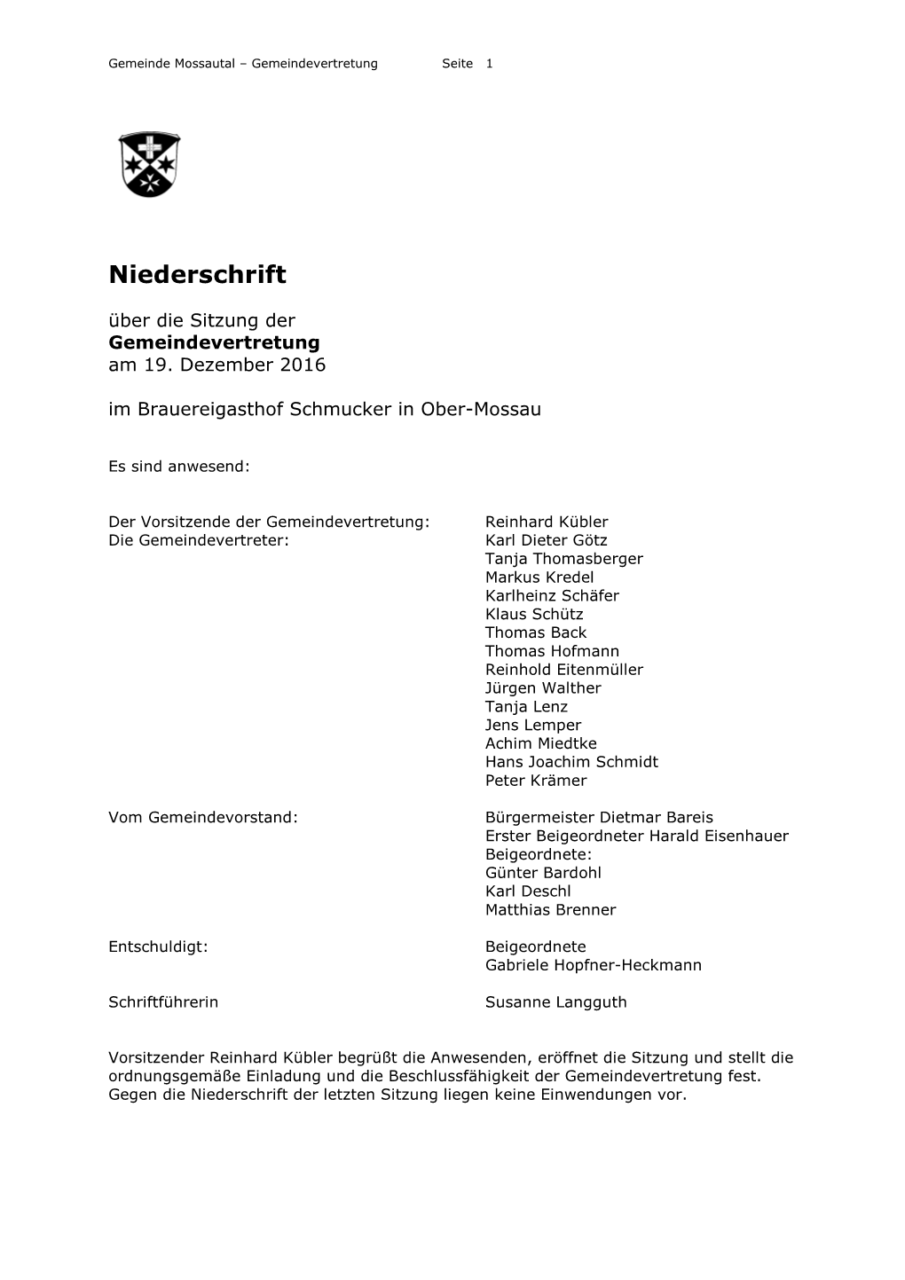 Niederschrift