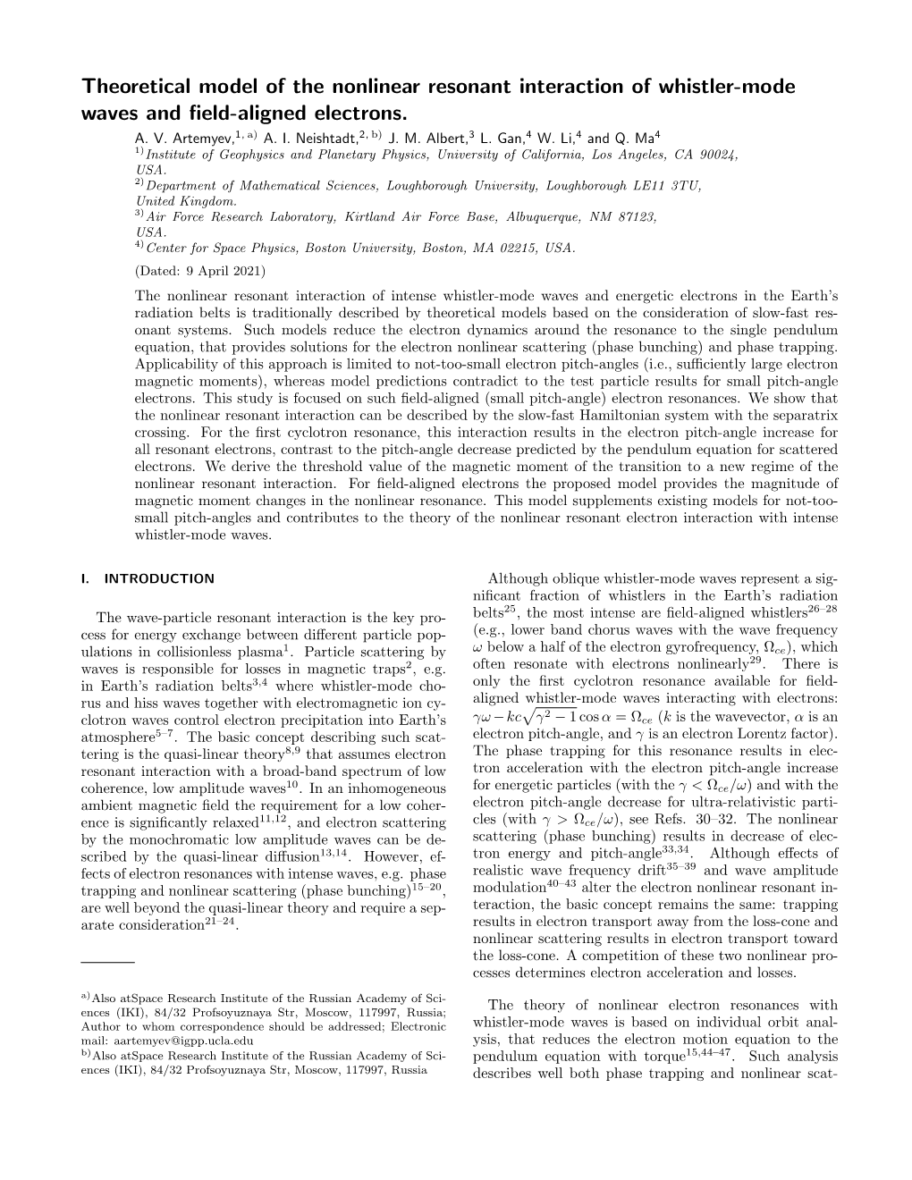 Theoretical Model of the Nonlinear Resonant Interaction of Whistler-Mode Waves and Field-Aligned Electrons