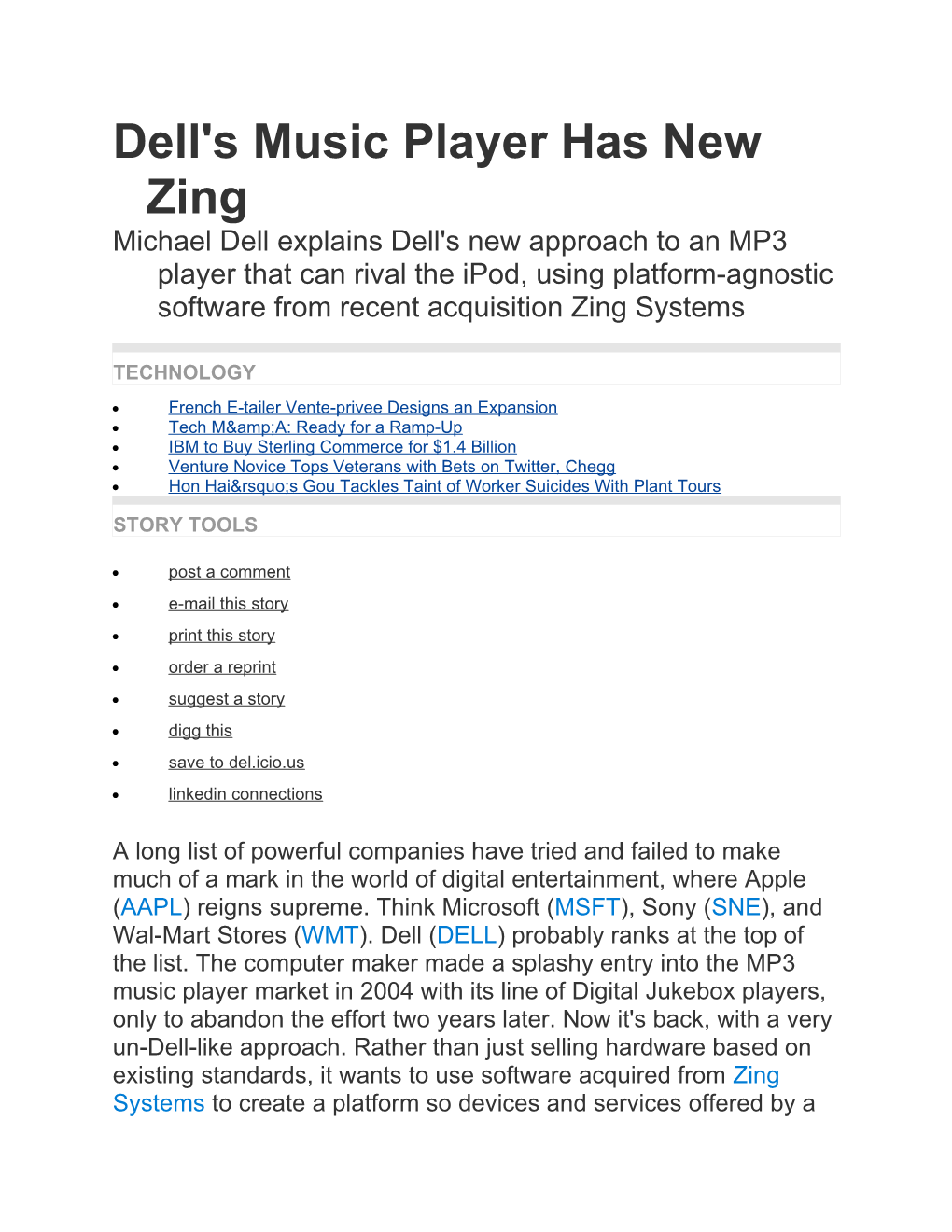 Dell's Music Player Has New Zing