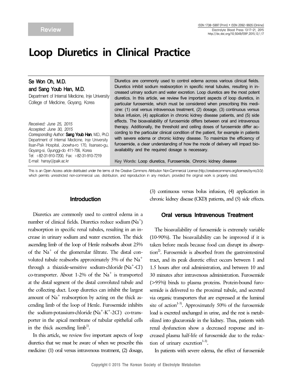 Loop Diuretics in Clinical Practice