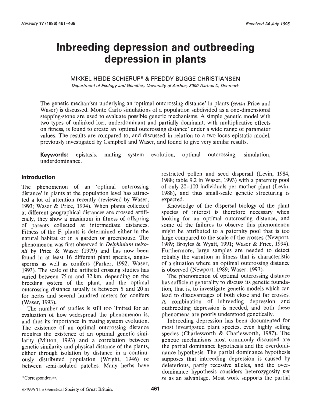 Depression in Plants