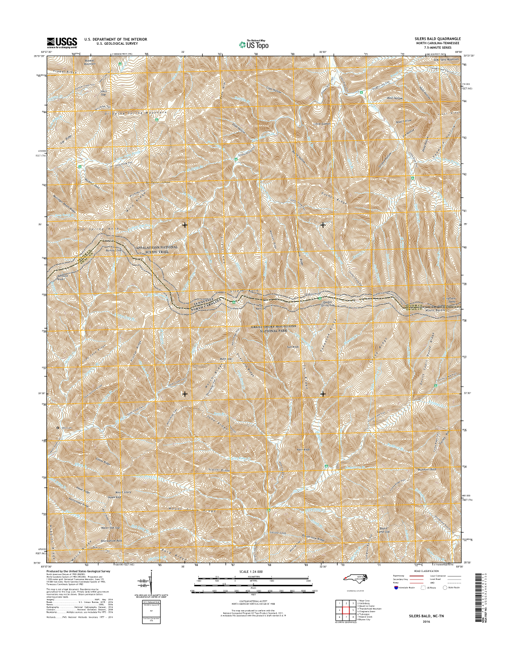 USGS 7.5-Minute Image Map for Silers Bald, North Carolina