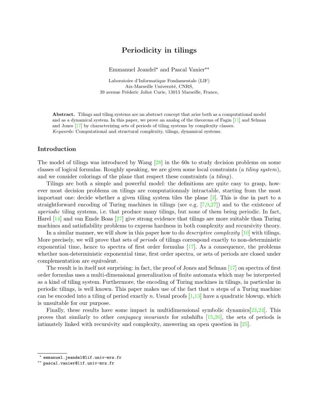 Periodicity in Tilings