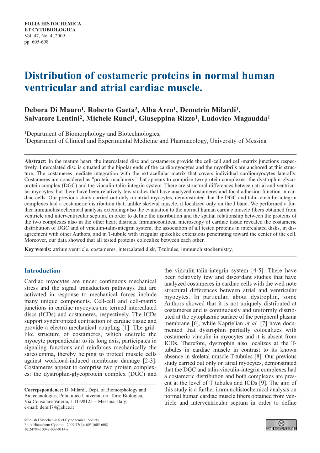 Distribution of Costameric Proteins in Normal Human Ventricular and Atrial Cardiac Muscle