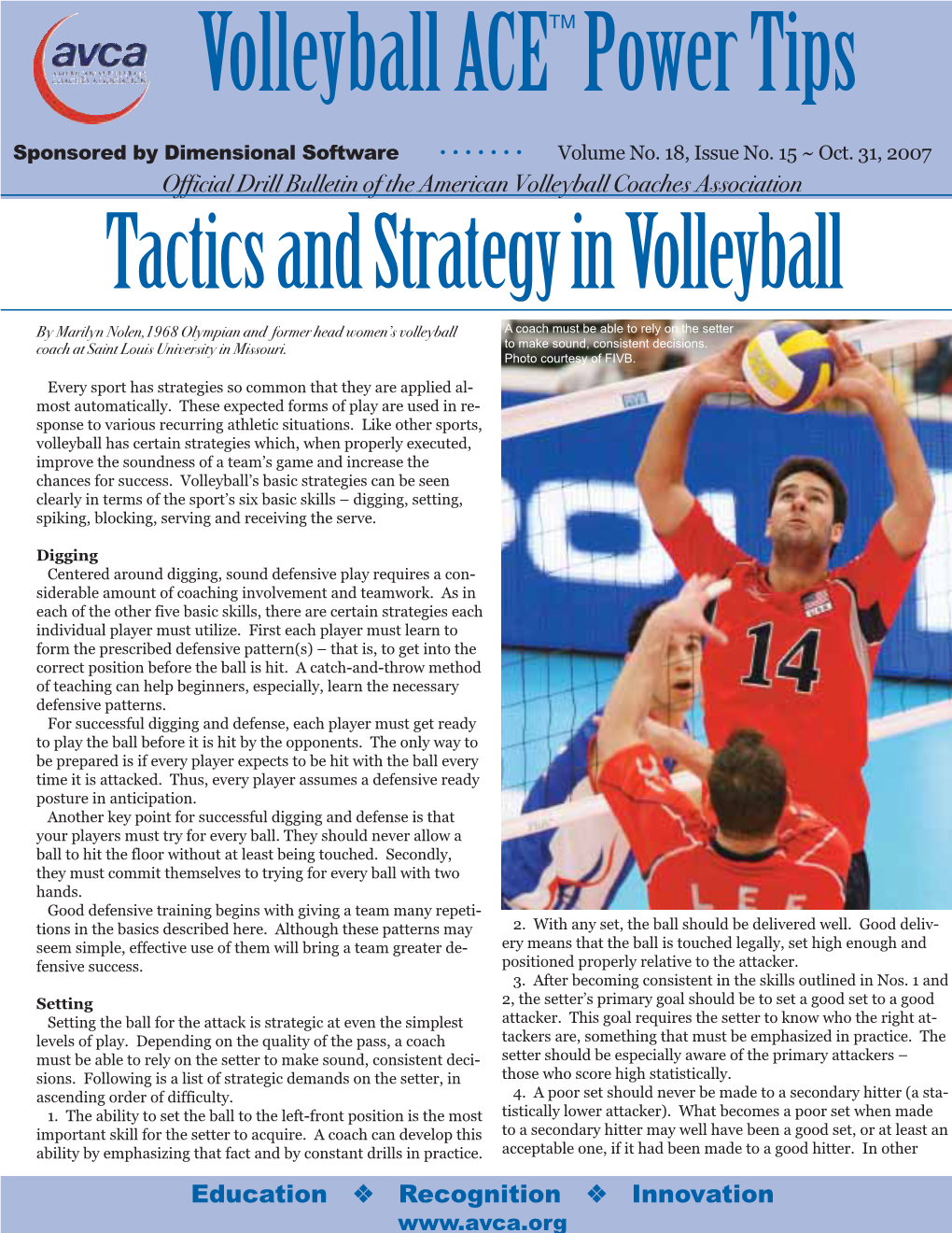 Tactics and Strategy in Volleyball