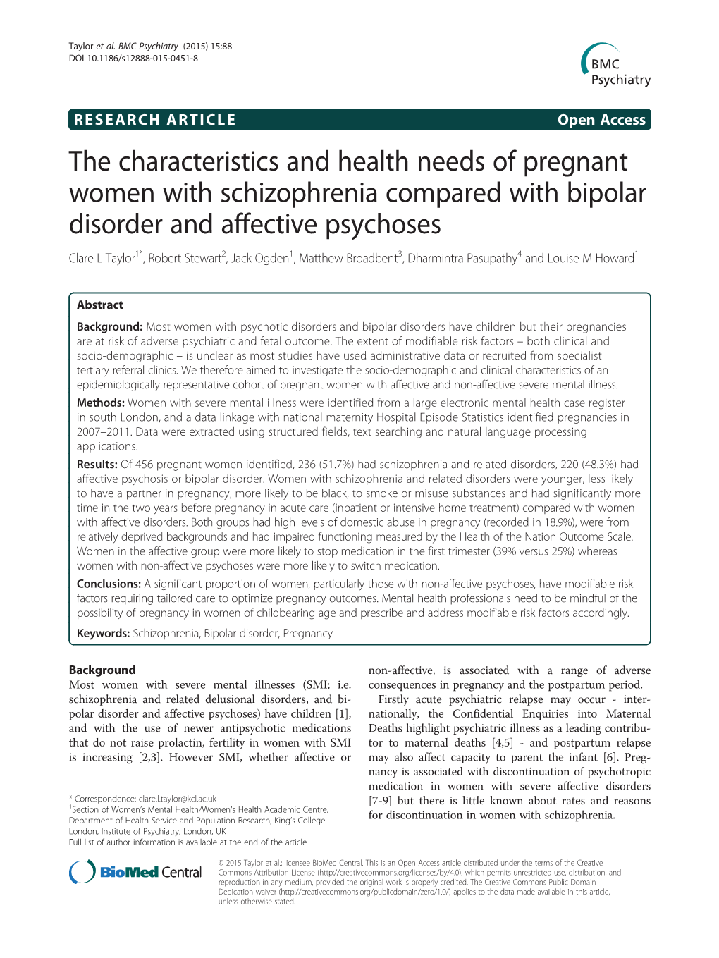 The Characteristics and Health Needs of Pregnant Women With