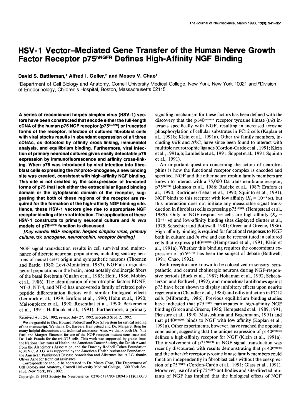 75 Hngfr Defines High-Affinity NGF Binding