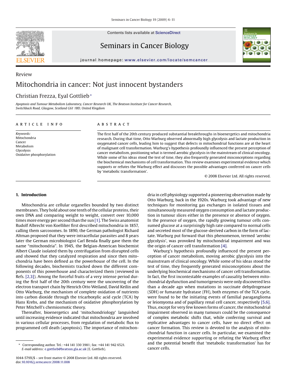 Seminars in Cancer Biology 19 (2009) 4–11