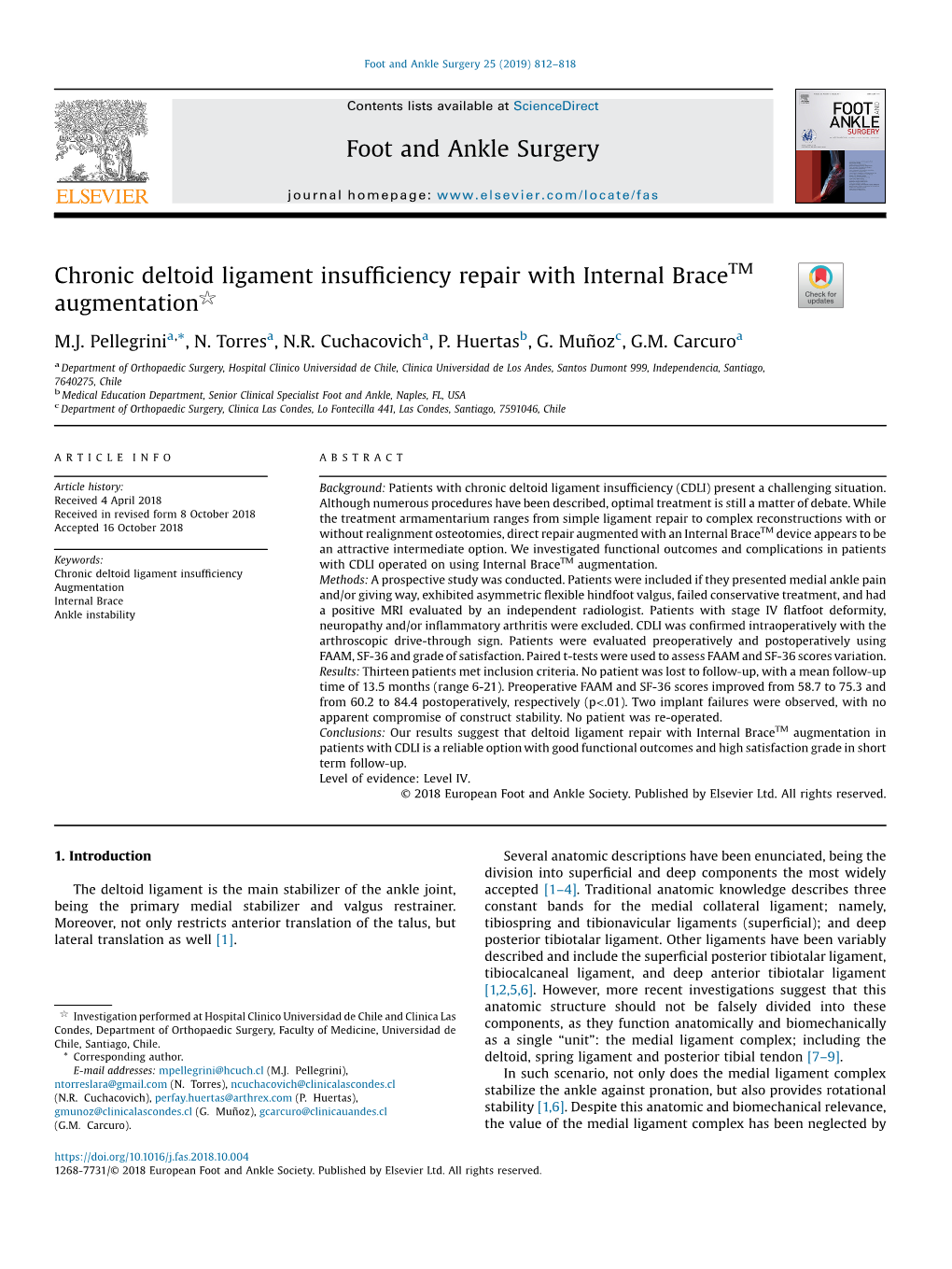 Chronic Deltoid Ligament Insufficiency Repair with Internal Brace