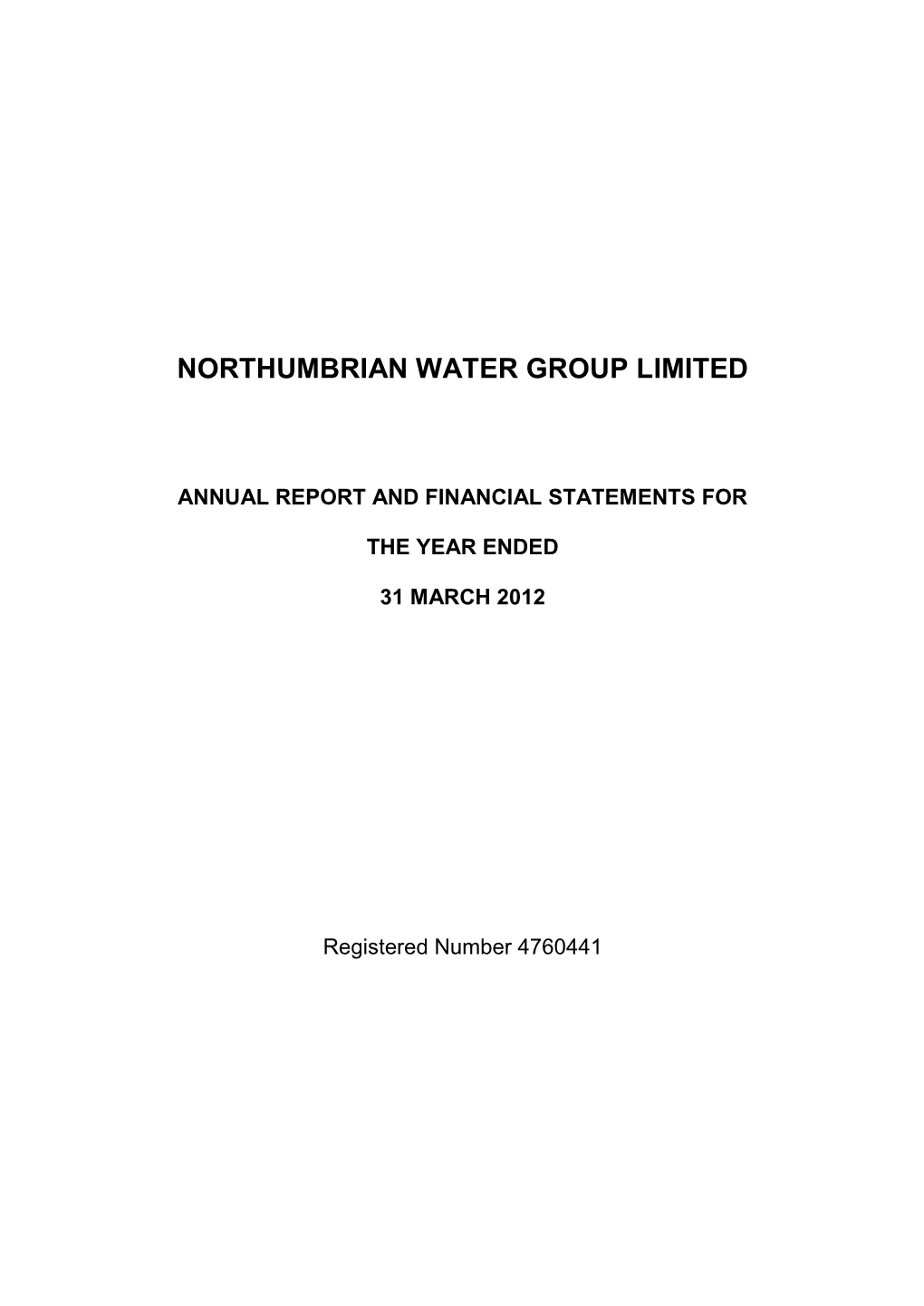 Northumbrian Water Group Limited Annual Report and Financial