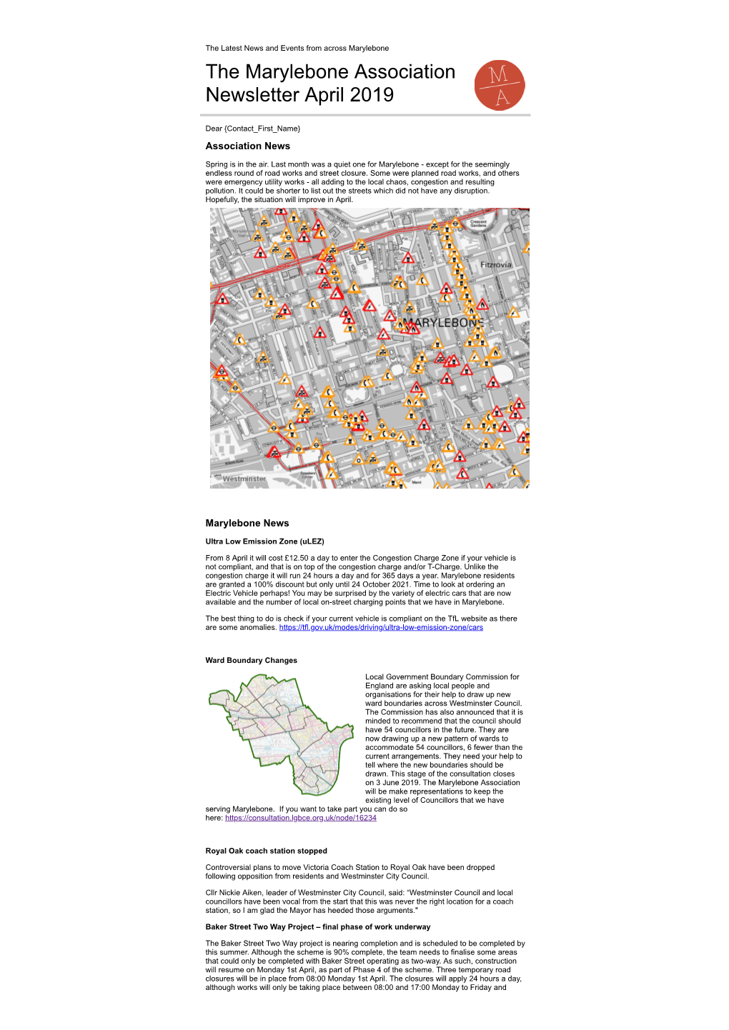 Marylebone Association Newsletter April 2019