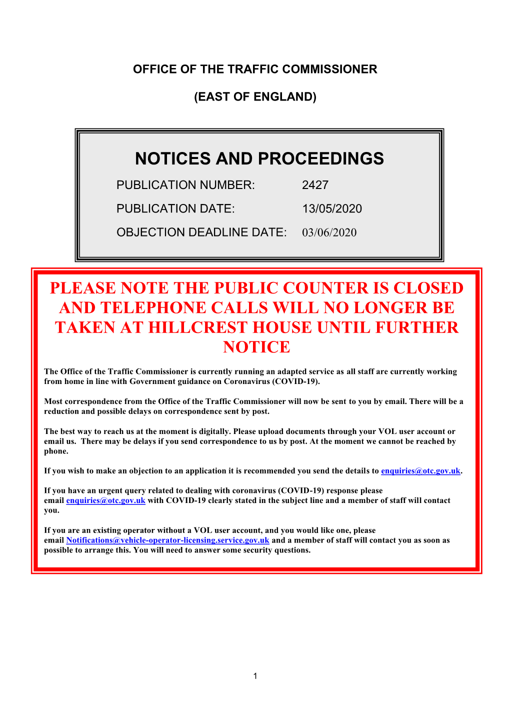 Notcies and Proceedings for the East of England