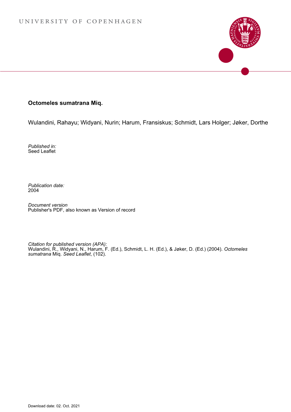 Octomeles Sumatrana Miq